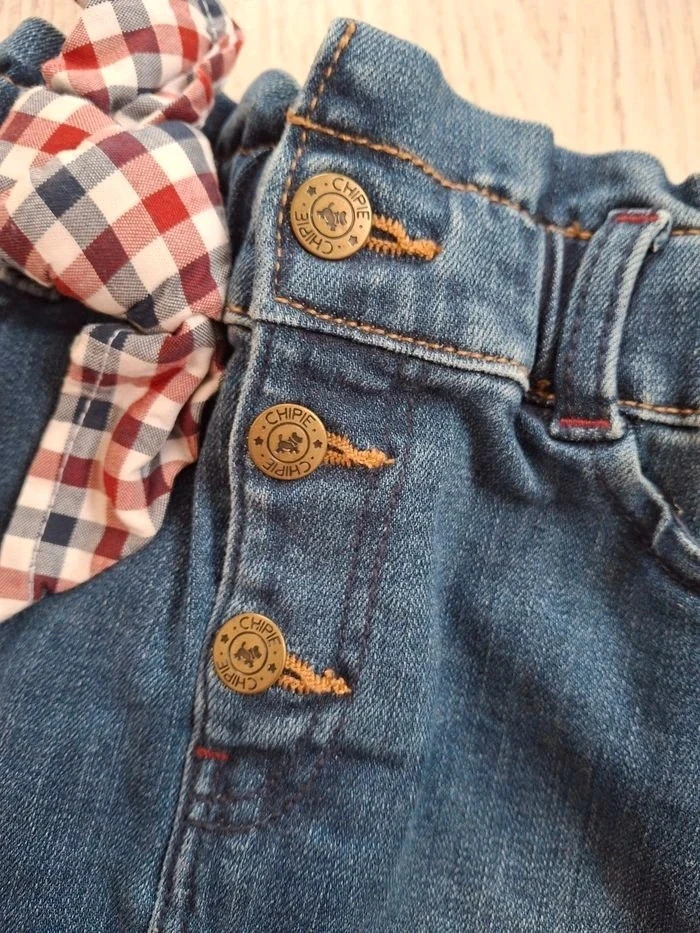 Falda de mezclilla para niña azul con pañuelo extraíble Chipie 6 años - Nueva – photo 6